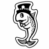 Cartoon Fish w/Hat Key Tag (Spot Color)