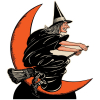 Vintage Halloween Witch & Moon Stand-Up
