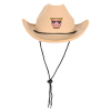 Tan Felt Cowboy Hats w/ Adjustable Chin Strap with a Faux Leather Icon