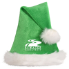 Green Santa Hats w/ White Plush Trim with a Custom Direct Screen Print