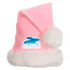 Light Pink Santa Hats w/ White Plush Trim with a Custom Heat Transfer