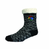 Sherpa Lined, Fuzzy Crew Sock with Direct Embroidery and Slip Resistant Grippers