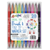 Dual Tip Brush & Fine Tip Marker Set - 20 Pack - Assorted Colors