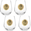 Stemless Wine Glass Set of 4 w/ Bronze Medal Medallion