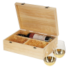 Twine Living Co. Wood Wine Box Set w/ 2 Stemless Glasses