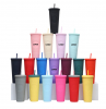 24 Oz. Plastic  Double Wall Tumbler with Straw and Lid