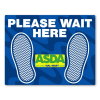 PLEASE WAIT HERE Adhesive Floor Decal w/ Full Color Imprint