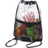 Clear PVC Drawstring Cinch Sack Backpack With Front Zipper Mesh Pocket