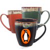 Glossy Ceramic Coffee Mug w/ Drip Glaze Rim 17 oz. Cup