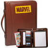 Zippered Brown Leather Binder Portfolios w/ Carrying Handle