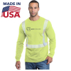 Hi Vis Class 2 USA-Made 100% Cotton Segmented Safety Long Sleeve T-Shirt