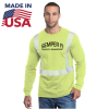 Class 2 Hi Vis 100% USA-Made Poly-Cotton Segmented Safety Long Sleeve T-Shirt