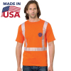 Hi Viz 100% USA-Made Class 2 Segmented 100% Cotton Safety T-Shirt With Pocket