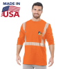 Hi Vis Class 2 USA-Made Segmented 100% Cotton Safety Long Sleeve T-Shirt With Pocket
