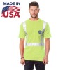 High Vis 100% USA-Made Class 2 Poly-Cotton Safety T-Shirt With Pocket