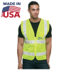 Hi Viz 100% USA Made ANSI Class 2 Mesh Safety Vest With Pockets