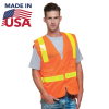 Hi Vis ANSI Class 2 100% USA Made Polyester Safety Vest With Pockets