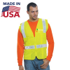 Hi Viz Class 2 100% USA Made Polyester Safety Zipper Vest With Pockets