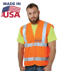High Vis 100% USA Made Class 2 Polyester Safety Loop & Hook Vest