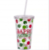 22oz Plastic Double Wall Cup with Straw