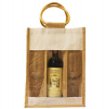 Jute bamboo portable red wine tote bag